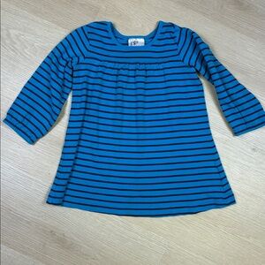 Hanna Andersson Blue & Navy Striped Long Sleeve 100% Cotton Shirt size 3/4T